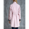 Round Collar Ladies Jacket with Embroidering Long Waist Jacket